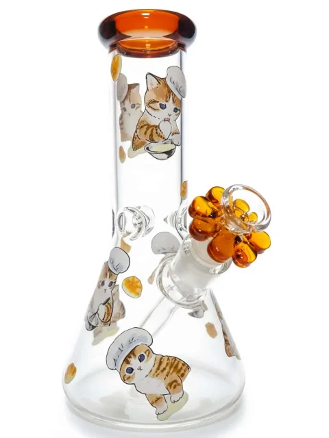 Culinary Cat Amber Beaker Glass Bong