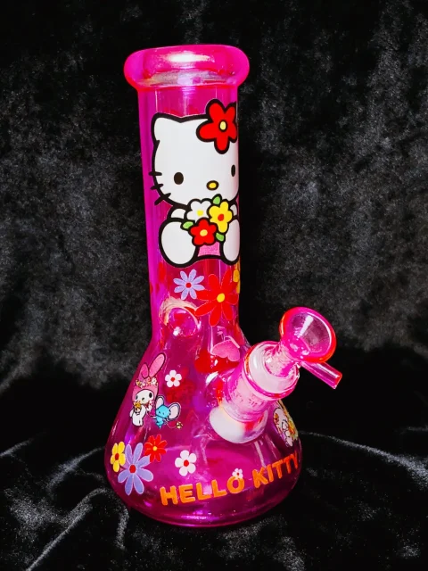 Hot Pink Iridescent Hello Kitty & Friends Glass Bong