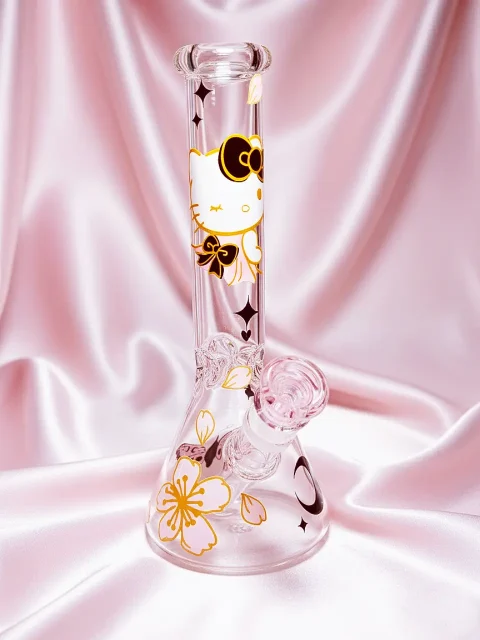 The Black & Gold Hello Kitty Beaker Glass Bong