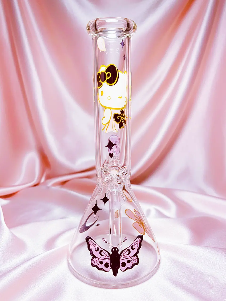The Black & Gold Hello Kitty Beaker Glass Bong