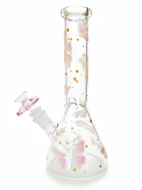 Butterfly Multi-Color Beaker Glass Bong Butterfly Multi-Color Beaker Glass Bong