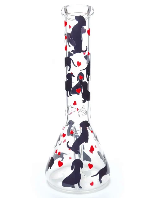 Dachshund Heart Beaker Glass Bong