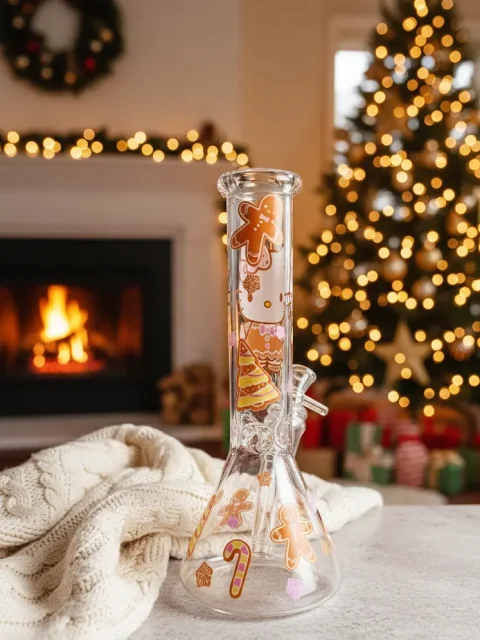 Hello Kitty Gingerbread Christmas Beaker Glass Bong