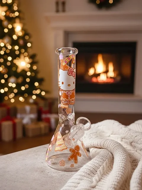 Hello Kitty Gingerbread Christmas Beaker Glass Bong