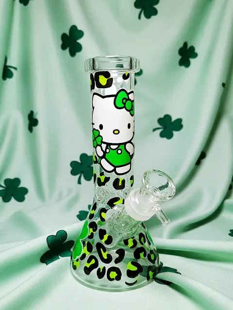 Hello Kitty Green Leopard Beaker Glass Bong-Wild Style Meets Luck