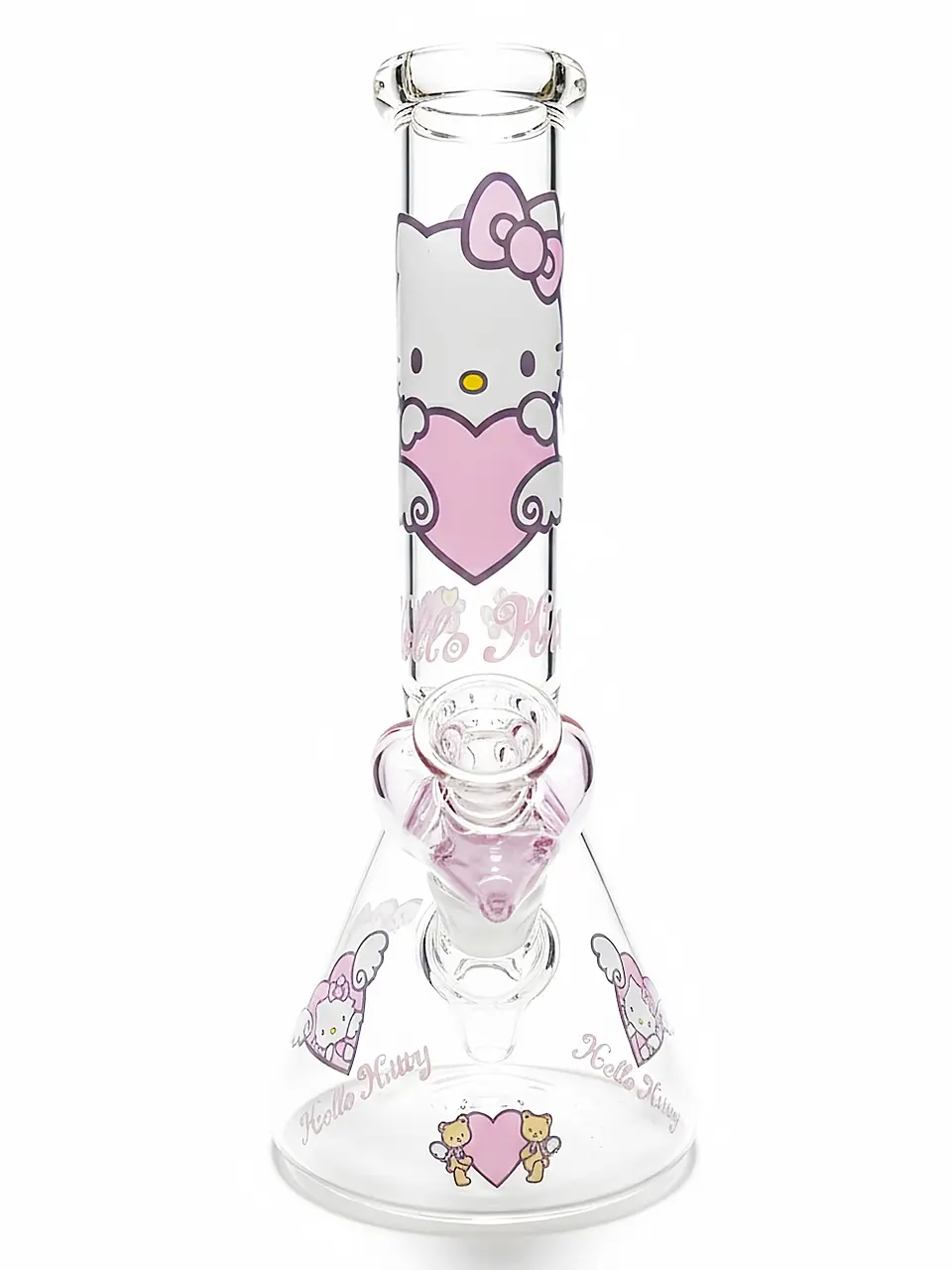 Cute Romantic Hello Kitty Pink Heart Beaker Bong