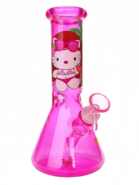 Hello Kitty Summer Beach Pink Iridescent Beaker Bong