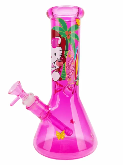 Hello Kitty Summer Beach Pink Iridescent Beaker Bong Hello Kitty Summer Beach Pink Iridescent Beaker Bong