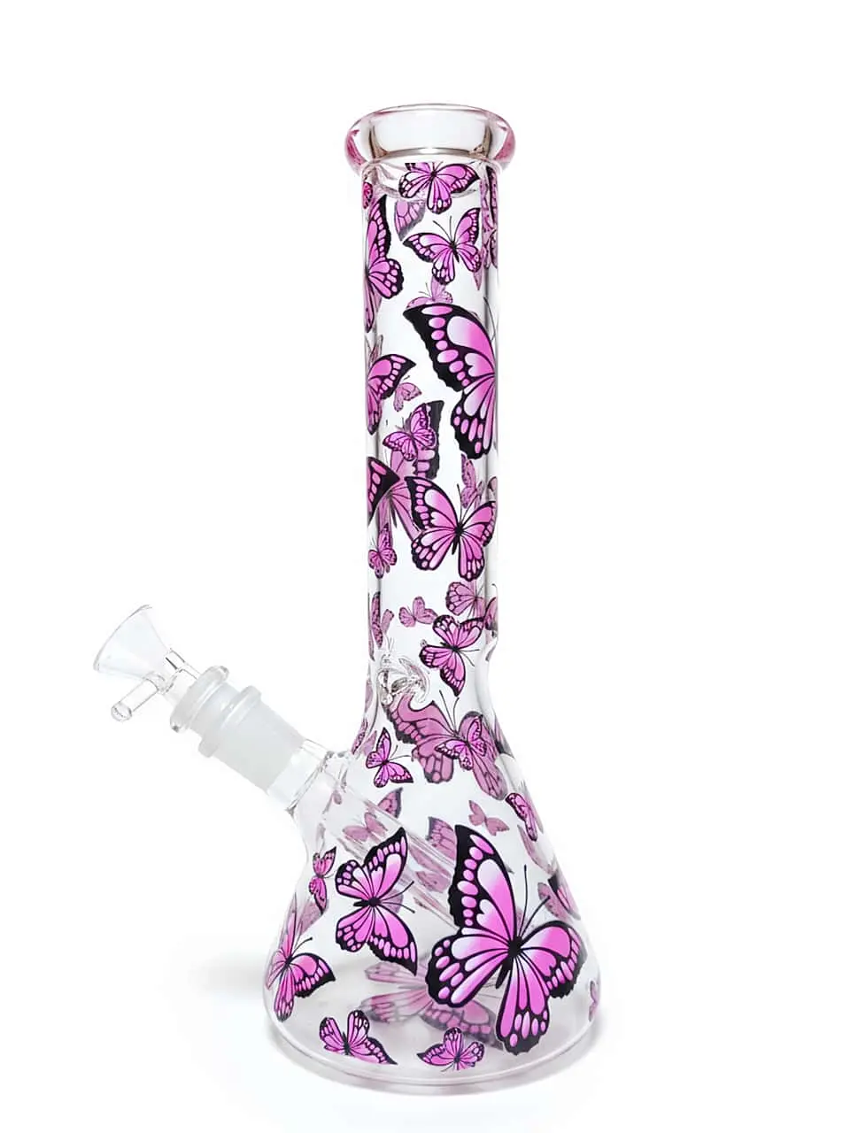 Pink Wing Butterfly Beaker Glass Bong