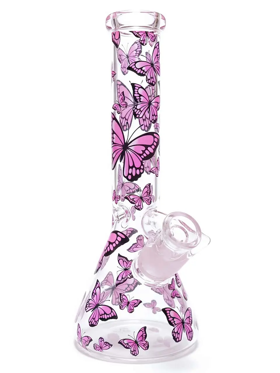 Pink Wing Butterfly Beaker Glass Bong