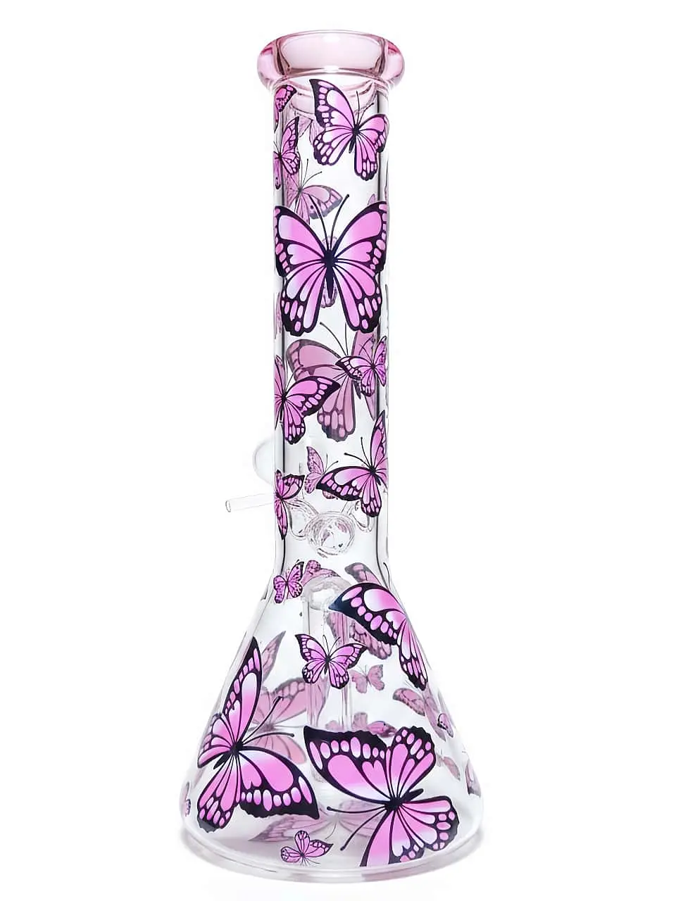 Pink Wing Butterfly Beaker Glass Bong