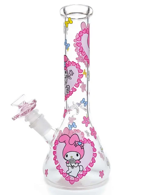 Cherry Pink Heart My Melody Beaker Glass Bong Cherry Pink Heart My Melody Beaker Glass Bong