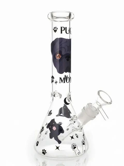 Pug Mom Puppy Love Beaker Glass Bong