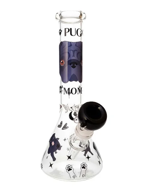 Pug Mom Puppy Love Beaker Glass Bong