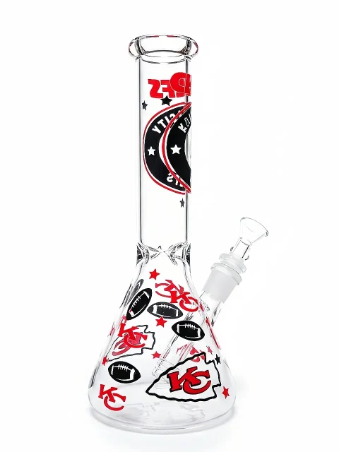 10″-kansas-city-beaker-glass-bong-chiefs-glory-2.webp 10-Inch Kansas City Chiefs Inspired Beaker Bong