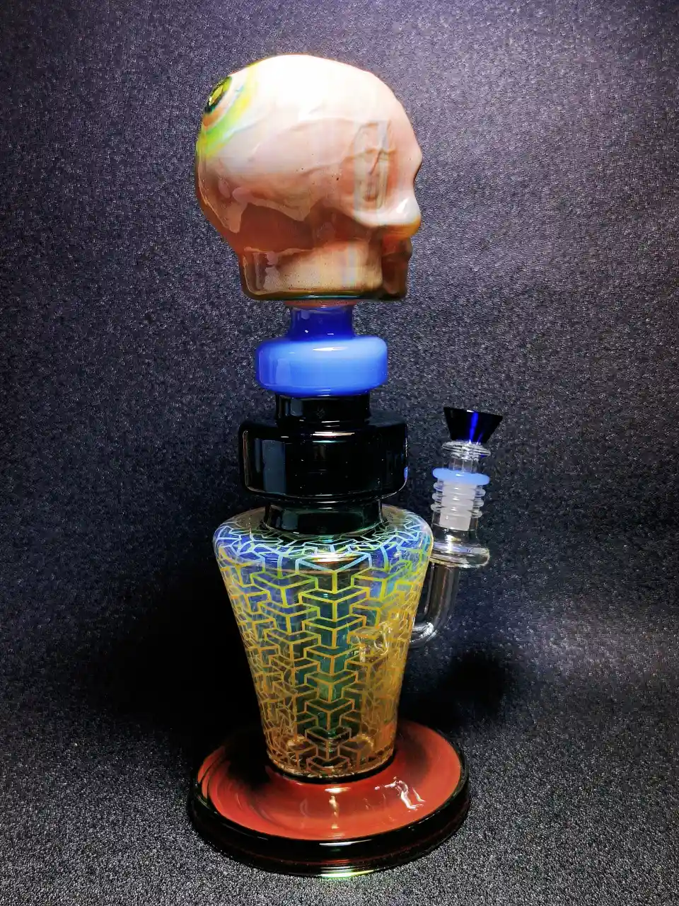 11.5-Inch Cool Silver-Fumed Skull Glass Bong