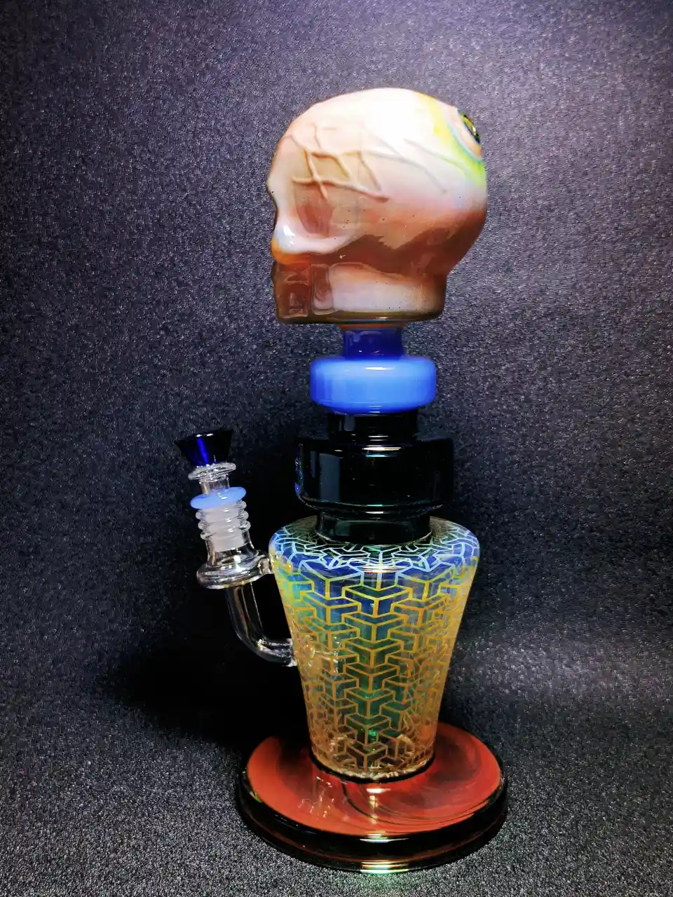 11.5-Inch Cool Silver-Fumed Skull Glass Bong