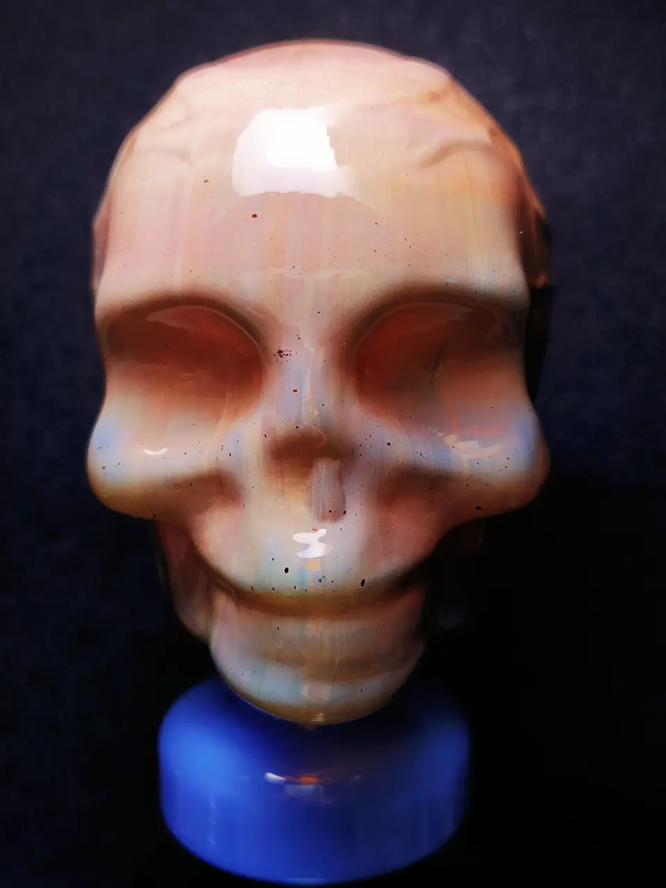 11.5-Inch Cool Silver-Fumed Skull Glass Bong