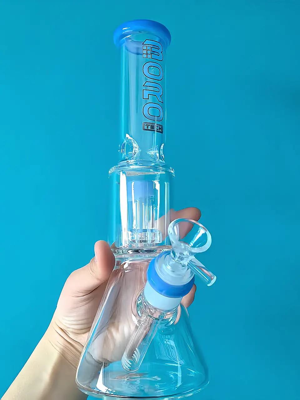 11-Inch UFO Perc Beaker Bong Green & Blue