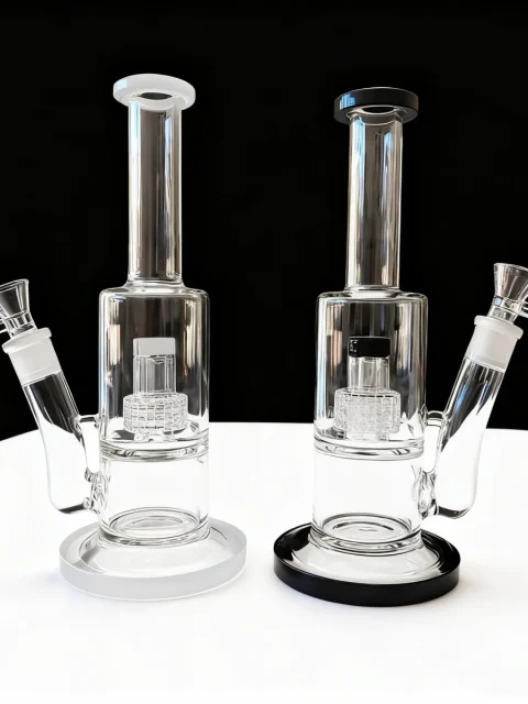 Minimalist Straight Tube Glass Bong with Matrix Perc