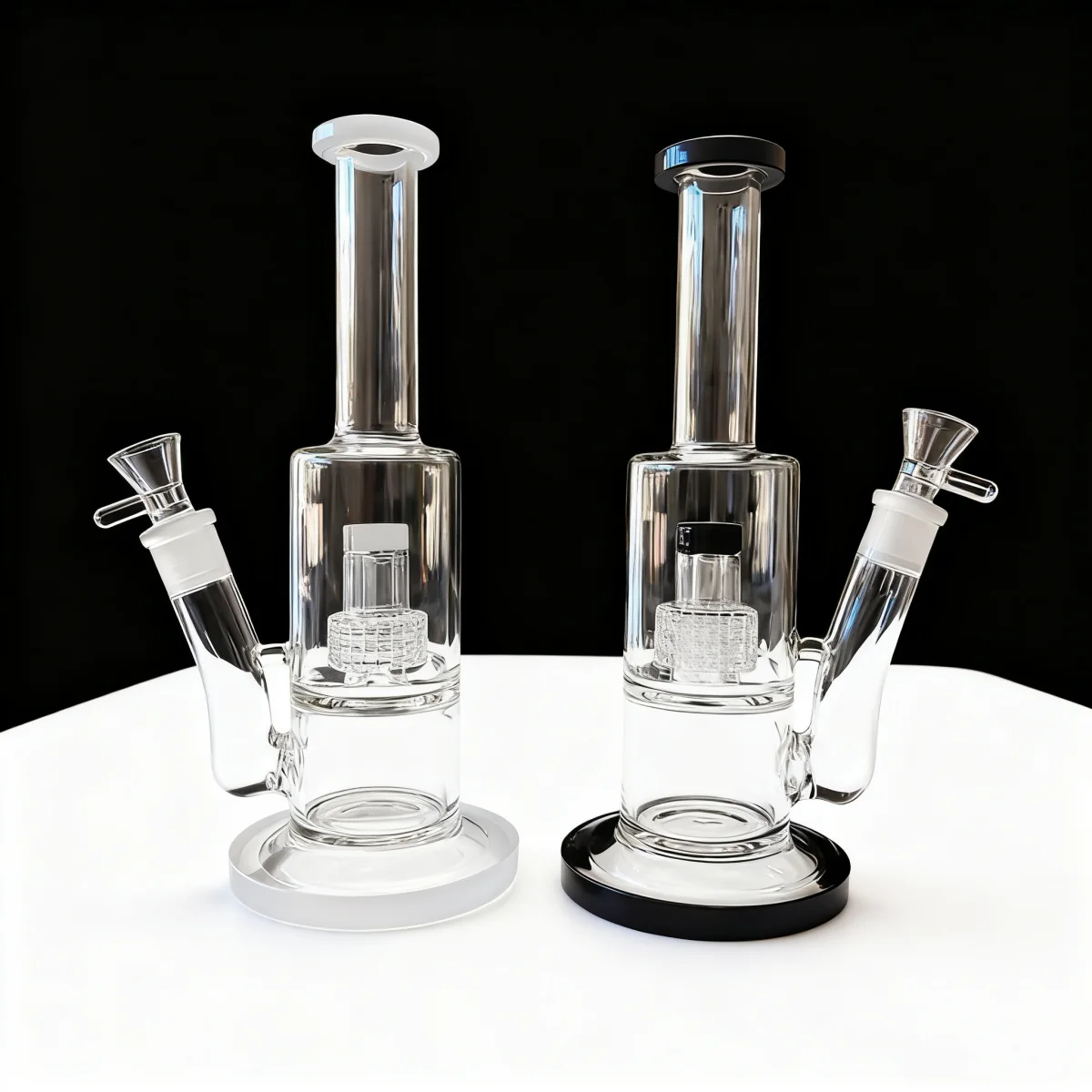 Minimalist Straight Tube Glass Bong with Matrix Perc