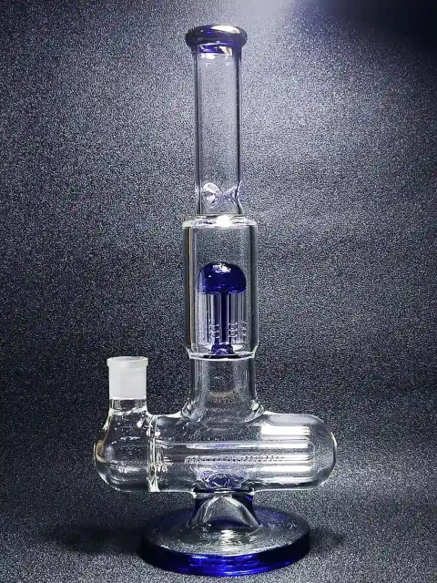 Blue Inline to Tree Dual-Perc Glass Bong