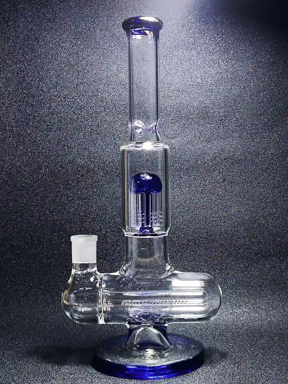 Blue Inline to Tree Dual-Perc Glass Bong