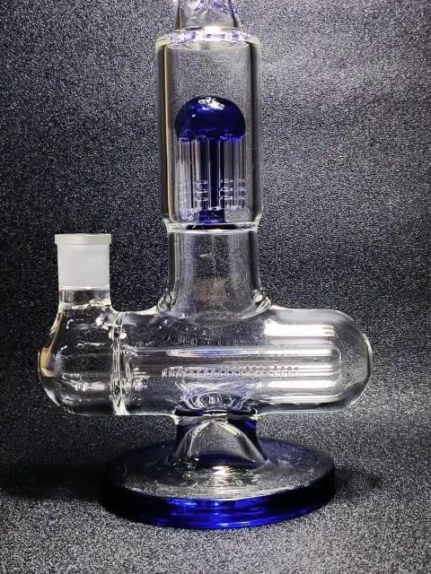 Blue Inline to Tree Dual-Perc Glass Bong Blue Inline to Tree Dual-Perc Glass Bong