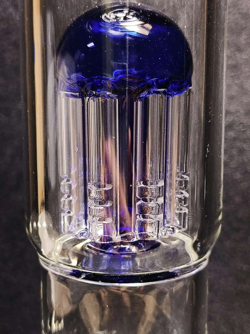 Blue Inline to Tree Dual-Perc Glass Bong