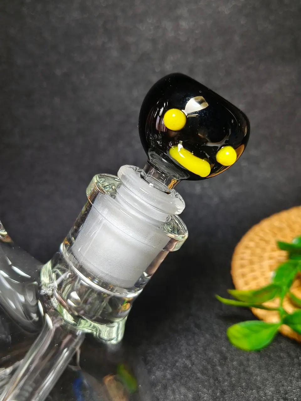 14mm Male Black Emoji Glass Bong Bowl - Image 2