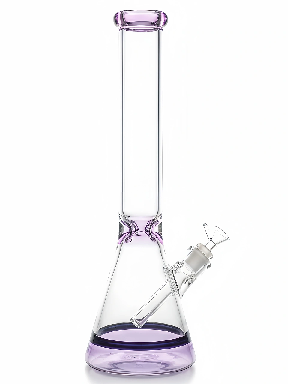 Soft Purple Trim 7mm Thick Glass Beaker Bong