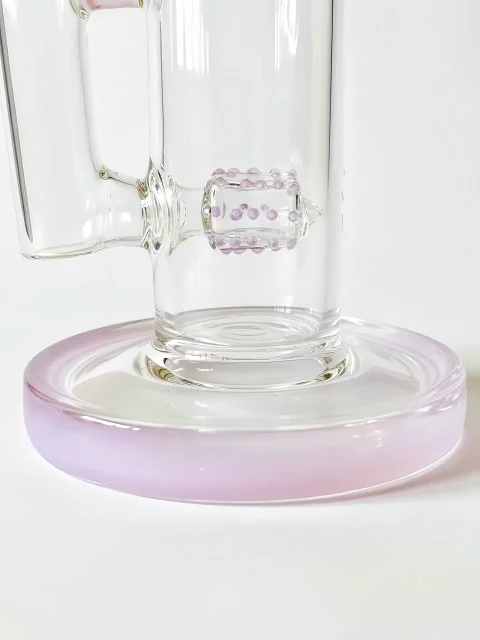 Milky Pink Cactus Perc Straight Tube Glass Bong Milky Pink Cactus Perc Straight Tube Glass Bong