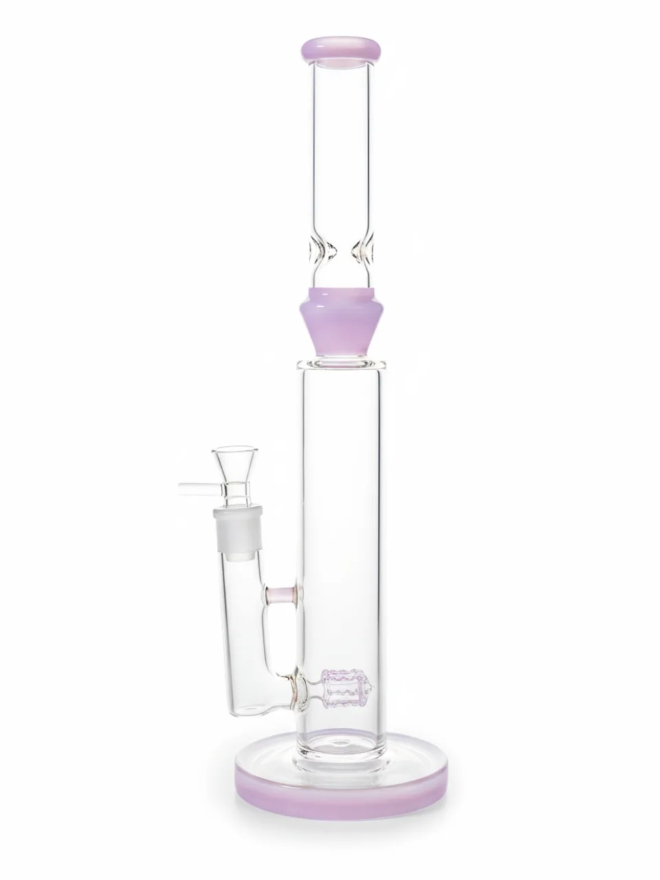 Milky Pink Cactus Perc Straight Tube Glass Bong