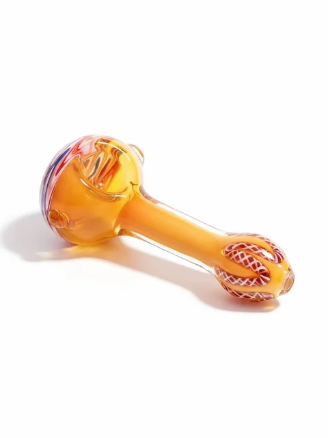4.3-Inch "Amber Hearth" Latticino Glass Pipe