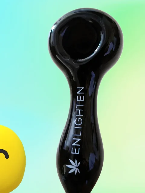 4-Inch ENLIGHTEN Classic Black Glass Spoon Pipe