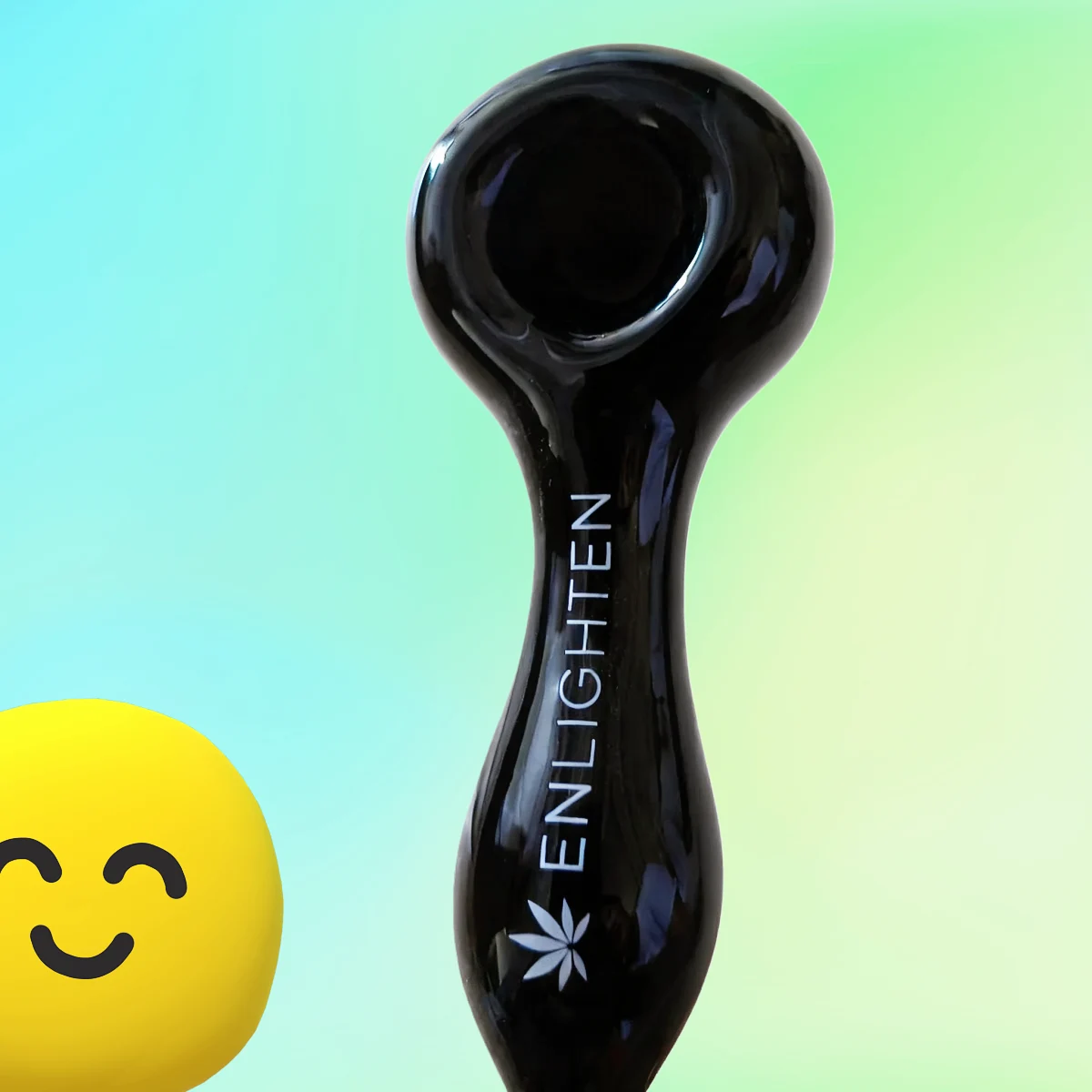 4-Inch ENLIGHTEN Classic Black Glass Spoon Pipe