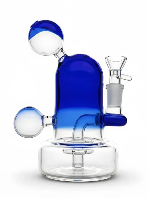 5-Inch Sapphire & Sky Blue Geometric Mini Bong