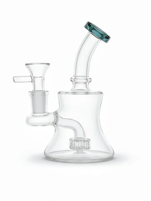 6-Inch Green Rim Curved Dab Bong