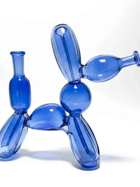 Balloon Dog Blue Glass Bubbler Bong: 6-Inch Pop Art Glass Water Pipe
