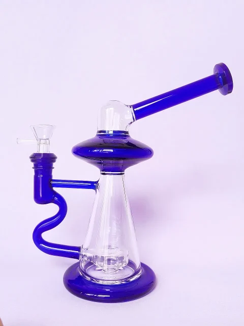 7.5" Sky Blue Glass Bong with Showerhead Perc