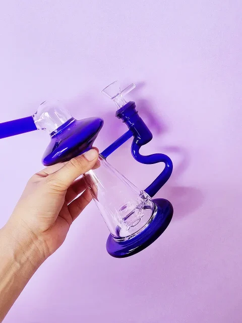 7.5" Sky Blue Glass Bong with Showerhead Perc