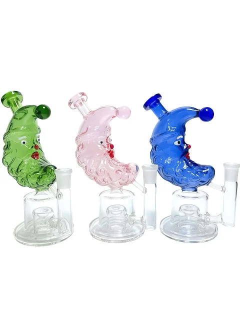 Whimsical Moon Character Glass Bong