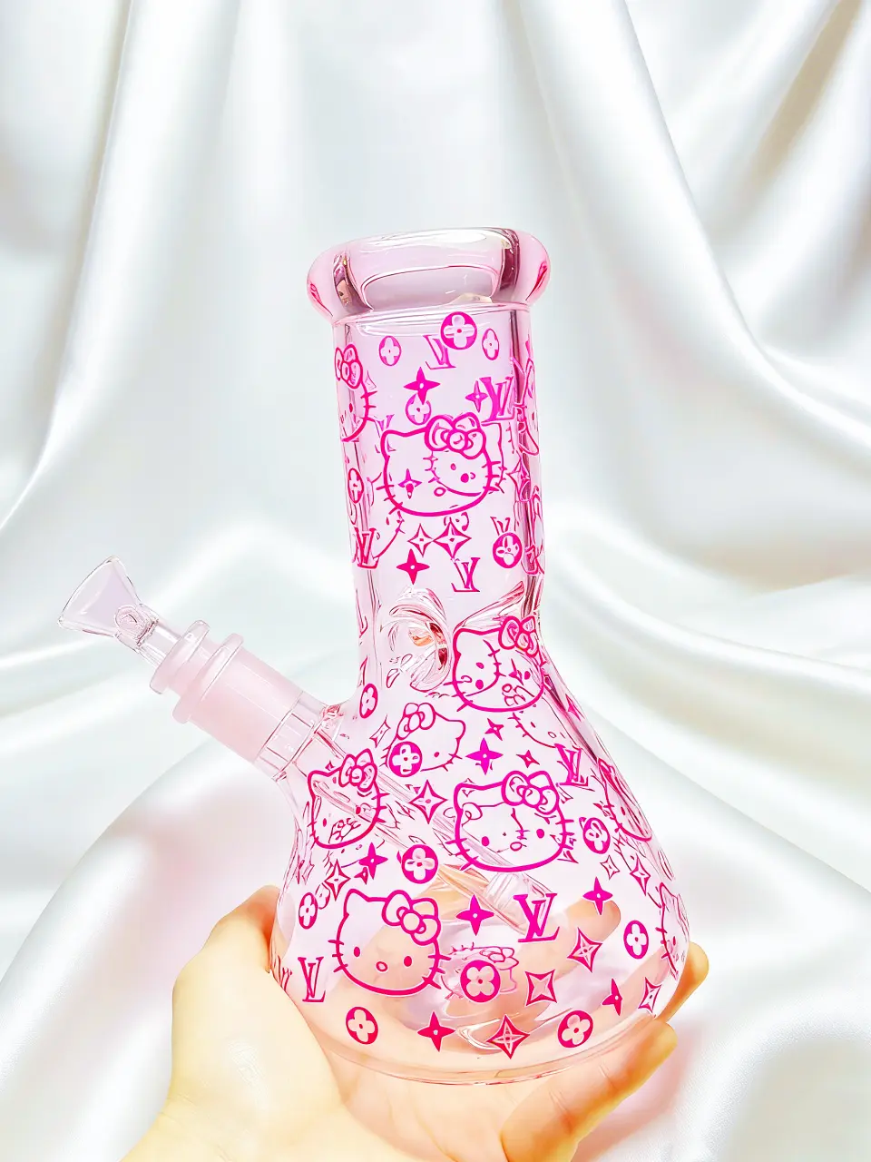 Hello Kitty LV Couture Pink Beaker Glass Bong