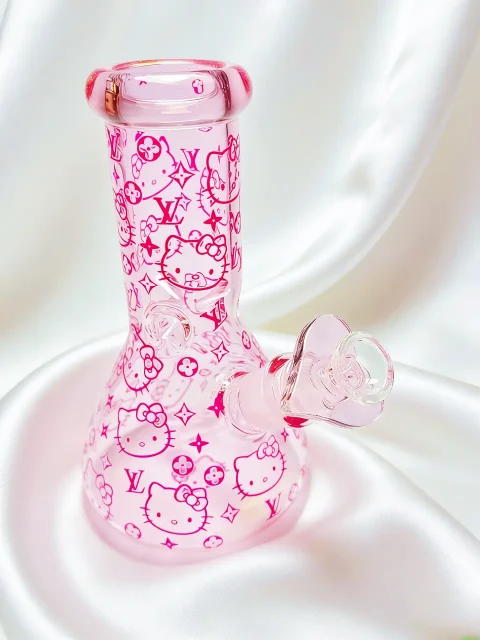 Hello Kitty LV Couture Pink Beaker Glass Bong