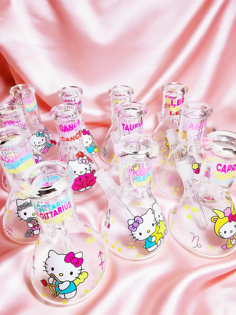 Hello Kitty Zodiac Astrology Beaker Glass Bong