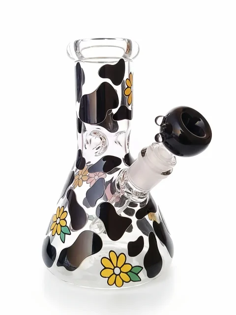 Flower Crown Cow Beaker Glass Bong Flower Crown Cow Beaker Glass Bong