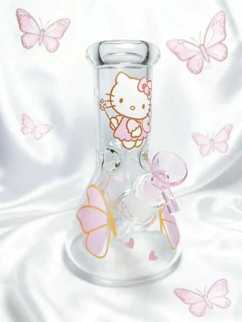 Fairy Magic Butterfly Hello Kitty Beaker Glass Bong