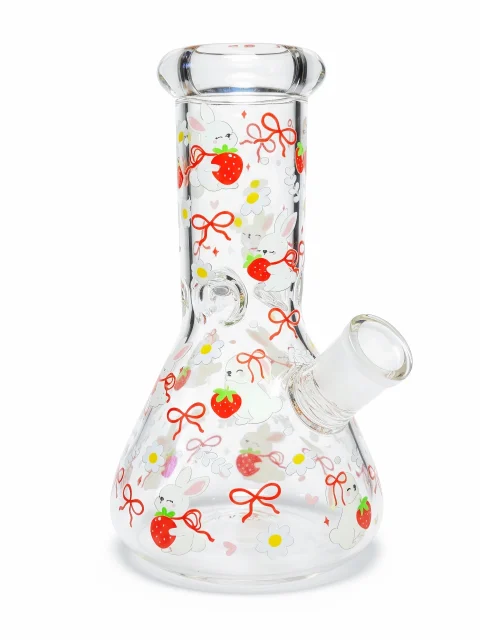 Strawberry Bunny Kawaii Beaker Glass Bong