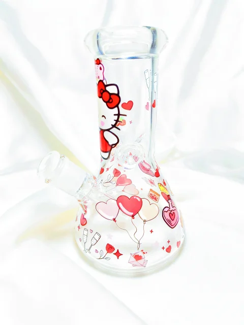 Hello Kitty Romantic Hearts Beaker Glass Bong