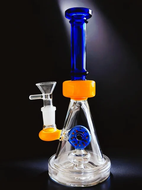 8-Inch Colorful Donut Perc Beaker Glass Bong 8-Inch Colorful Donut Perc Beaker Glass Bong
